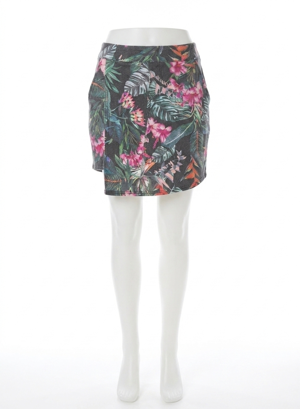 NEW TRIBAL guava tropical jean skort in multi-color